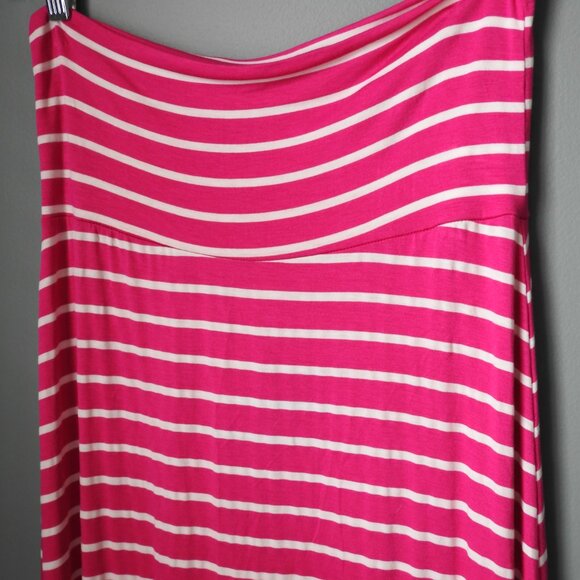Promesa Womens Size Large Maxi Skirt Stretch Spandex Striped Pink and White - Picture 2 of 5